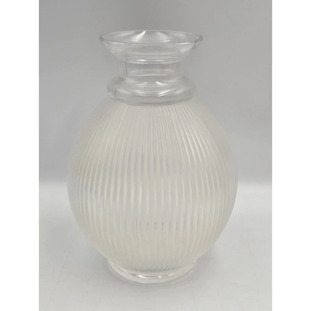 Lalique France Ribbed Frosted Crystal Vase upcycled French Art Glass 7.5in